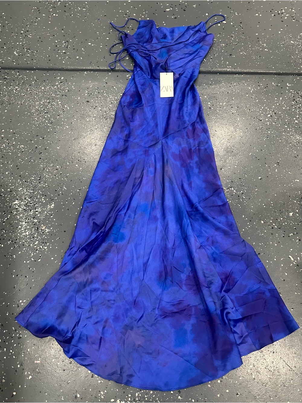 Zara Royal Blue Satin Slip Maxi Dress